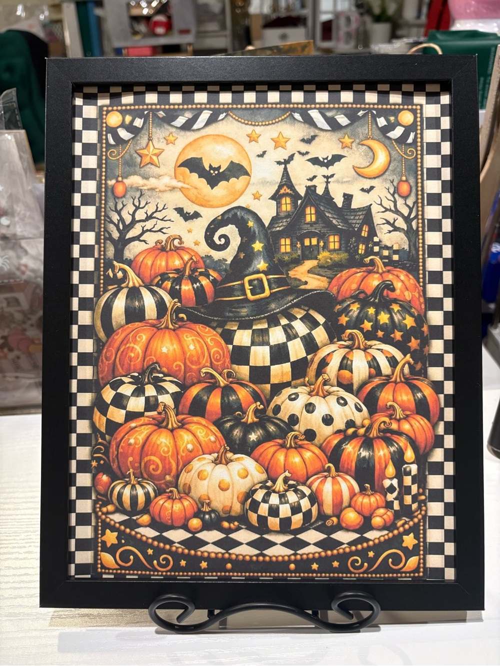 Iconic Checkered Framed 8x10 Halloween Pumpkin Art Print
